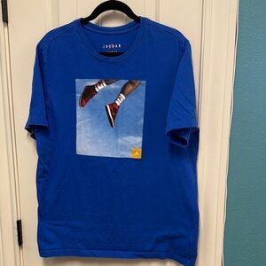 Jordan Blue T-Shirt with Red Sneaker Graphic